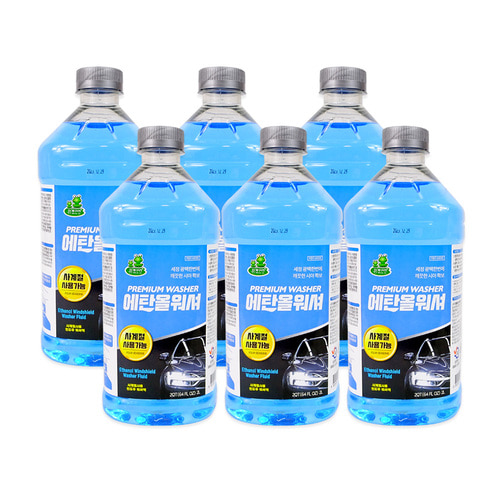 청개구리 에탄올 워셔액(2L)-6개 에탄올워셔액 자동차유리 자동차워셔액 사계절사용 유리세척